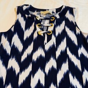 MICHAEL Michael Kors Navy and White Chevron Sleeveless Dress